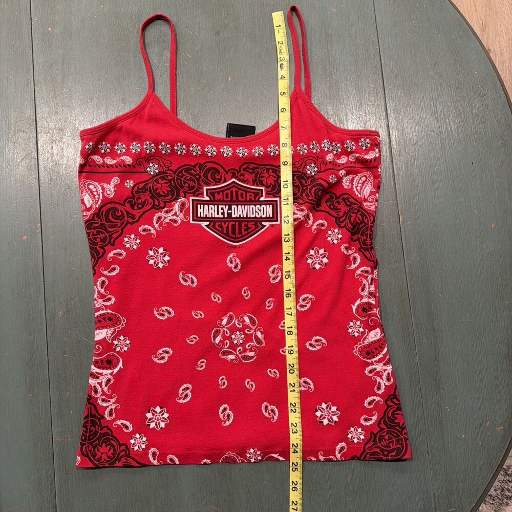 Vintage Harley-Davidson Red Bandana Paisley Camisole Tank Top Women’s XL 2008 - Picture 5 of 6